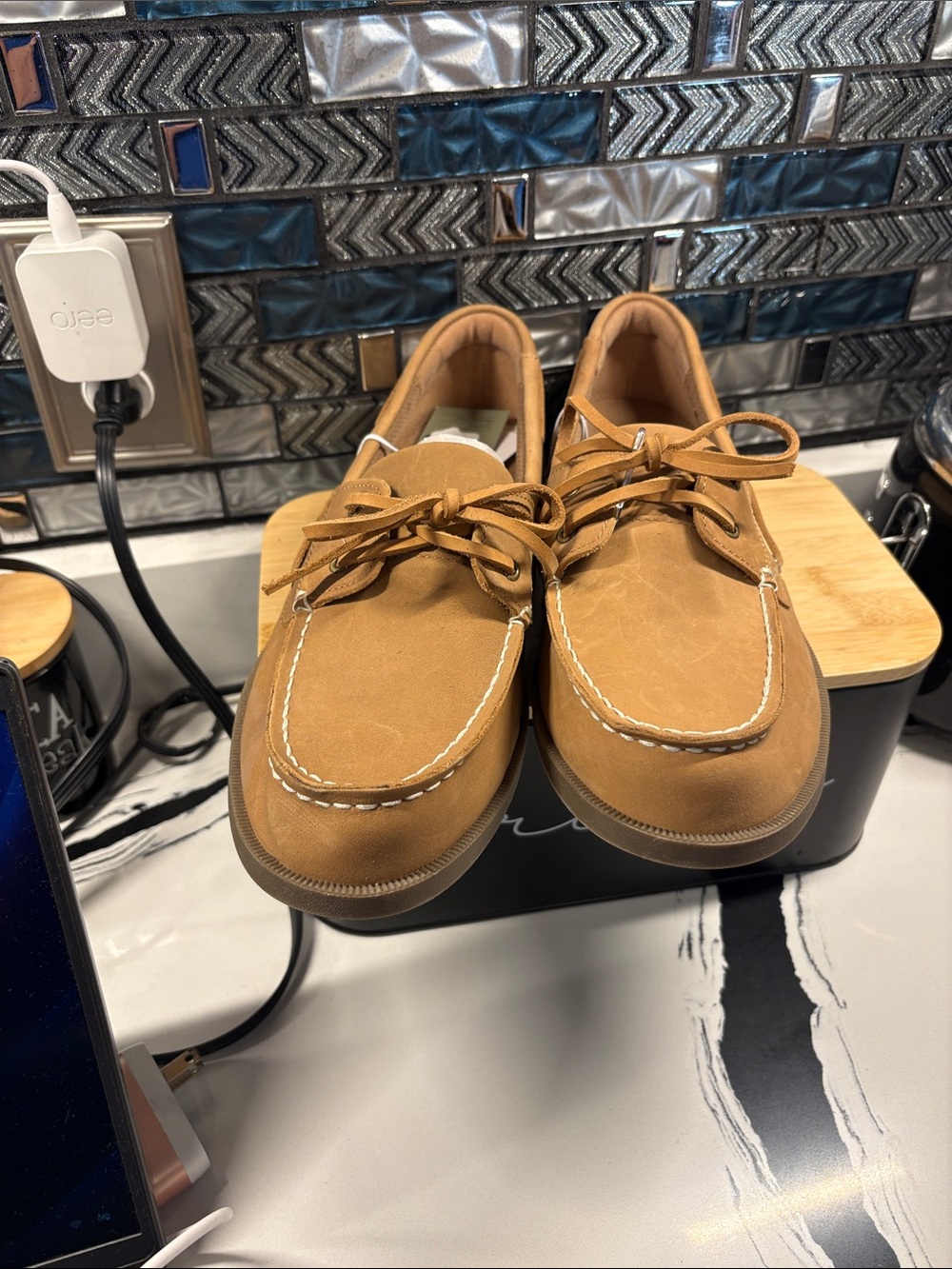 Goodfellow & Co Tan Lace-Up Moc Toe Boat Shoes